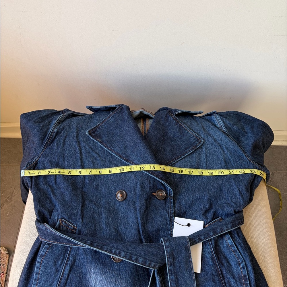 HIDDEN JEANS Devon Classic Denim Trench Coat Dark Wash Size Large - Picture 9 of 9